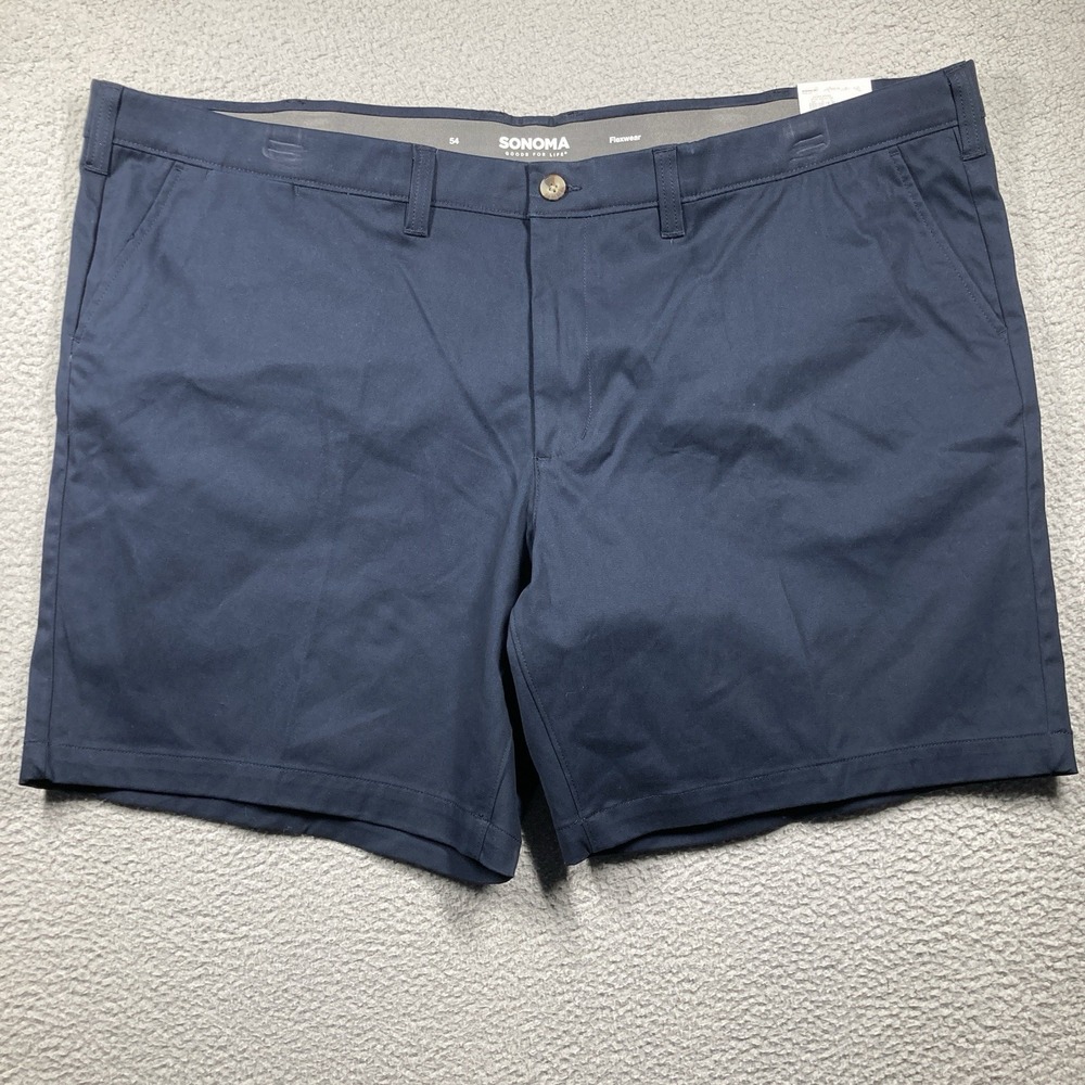 Sonoma Shorts Big Mens 54 Blue Flat Front Flexwear 9" Inseam Comfort Stretch NEW